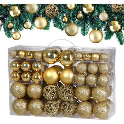 CASARIA® Set de 100 Bolas de navidad Adorno para árbol Decoración navideña Adorno para colgar - Varios colores Dorado