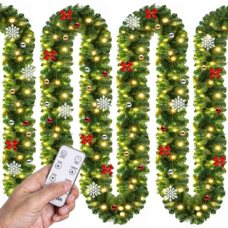 Casaria Guirnalda de Navidad con LEDs 5m o 10m Decoración Navideña Interior y Exterior IP44 5m 80 LED decorados + mando a distancia