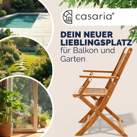 Deuba Set de 4 Sillas Sydney de madera de acacia plegables con respaldo Jardín Silla plegable