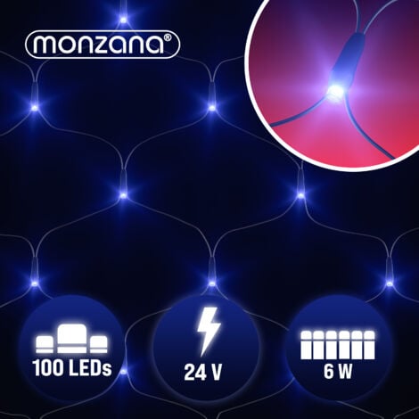 Monzana Cadenas de luces LED interiores o exteriores luces navidad  Cortina de luz 100 LED azul