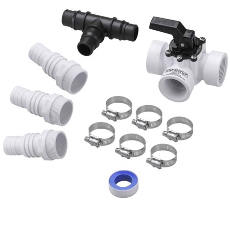 MONZANA®  Set de Bypass para piscina 12 piezas Conexión de válvula de 3 vías Ø 32/38 mm Incl. abrazaderas para manguera depuradoras calefacción de piscina calefacción solar