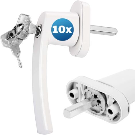 MONZANA® Manilla para Ventana con Cerradura y 2 Llaves Función de Bloqueo Protección Antirobo Seguridad  10x blanco
