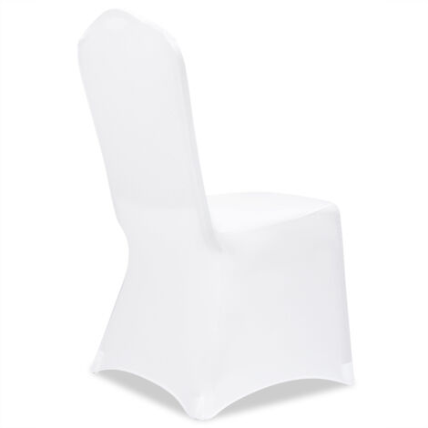 Set de 2 Fundas para Sillas de Poliéster elástico Elegante cobertor para asientos eventos y fiestas  Blanco