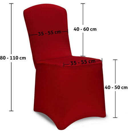 Set de 4 Fundas para sillas Strech elásticas de poliéster lavable Cobertores para asientos  Rojo Burdeos