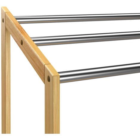 Toallero de madera bambú con valleros de acero inoxidable capacidad de carga de hasta 15Kg 51x31x85cm 1x
