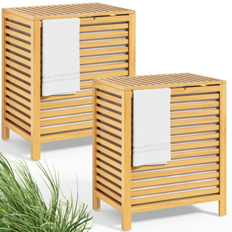 CASARIA® Cesto para la ropa sucia de Bambú 62L Mueble de baño para guardar la colada 51x36x61cm 2x