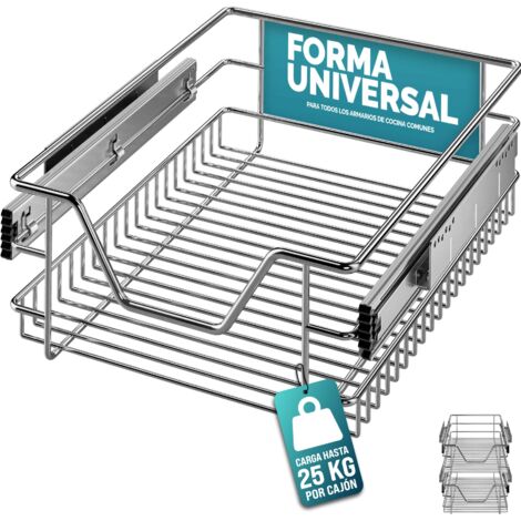 Casaria 2x Cajón telescópico bandeja de metal extraíble 40cm organizador interior almacenaje cocina (1/8)