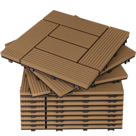 Deuba Baldosa de WPC para exterior/interior 30x30cm Montaje por clips Antracita/Terracota Mosaico/clásico Mosaico terracota
