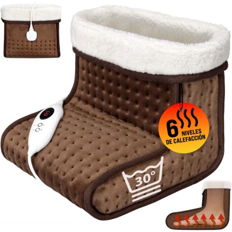MONZANA® Calentador de pies eléctrico Calientapies de suave polar con temporizador y 6 niveles de calor Marrón