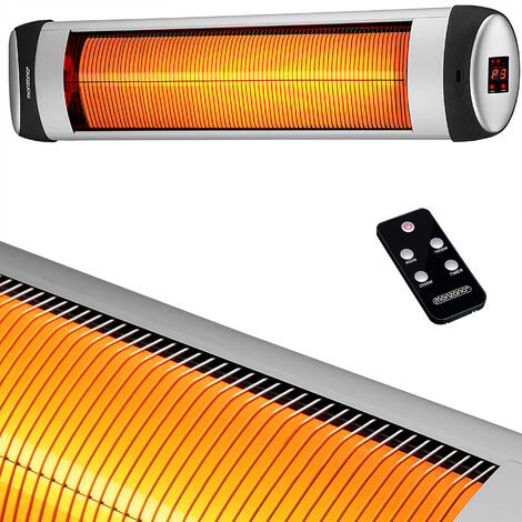 Monzana Calefactor por Infrarrojos 2500W 3 Niveles de Calor Pantalla LED  Temporizador Mando a Distancia Estufa Radiador Plata