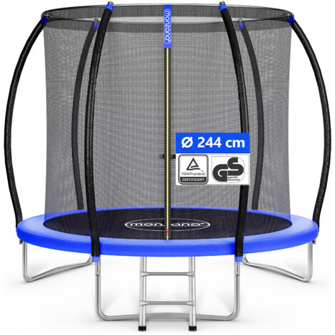 Monzana Trampolín Ø 244/305 cm Set completo certificado TÜV Rheinland GS incluye red de seguridad cubierta de borde escalera trampolín para niños de jardín 244cm