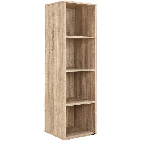 Casaria Estantería con 4 compartimentos 106x30x30cm antivuelco protector de suelo de capacidad de carga 40kg salón dormitorio oficina Estante vertical cúbico 30x30x106cm eiche (de)