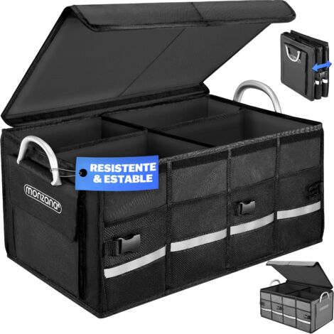 MONZANA® Bolsa organizadora para el maletero del coche 68L Divisores Impermeable Plegable Paredes Reforzadas Antideslizante 60x35x30cm Negro