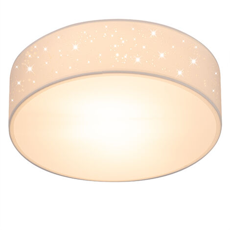 Monzana Lámpara de techo Cielo estrellado Redonda E27 Lámpara de techo de tela Dormitorio Salón 30cm Weiß (de)
