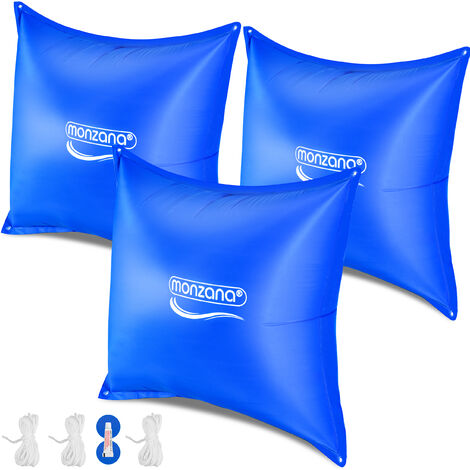 MONZANA® Cojín de piscina Monzana hasta -20°C Cojín de invierno XXL incl. cuerda PVC Doble costura Válvula de seguridad Ojales Cubierta de piscina para el invierno 3x 120x120cm Poolkissen (de)