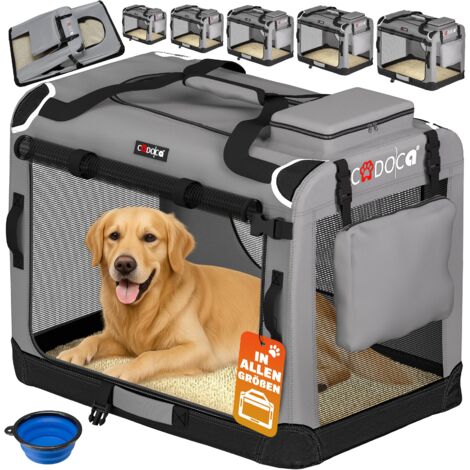 Cadoca Transportadora Para Mascotas S / M / L / XL / XXL / XXXL Transportín Plegable Perros Gatos Bolsa de Transporte Animales 2 Bolsillos Exteriores Incl. Alfombrilla Lavable XXXL - Grey (en)