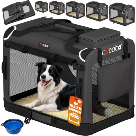 Cadoca Transportadora Para Mascotas S / M / L / XL / XXL / XXXL Transportín Plegable Perros Gatos Bolsa de Transporte Animales 2 Bolsillos Exteriores Incl. Alfombrilla Lavable XL - Anthracite (en)