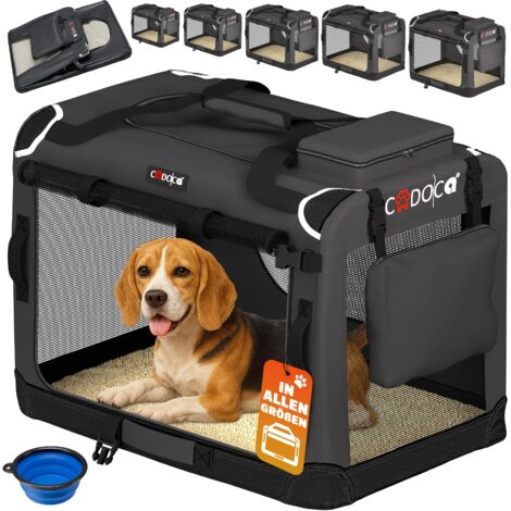 Cadoca Transportadora Para Mascotas S / M / L / XL / XXL / XXXL Transportín Plegable Perros Gatos Bolsa de Transporte Animales 2 Bolsillos Exteriores Incl. Alfombrilla Lavable L - Anthracite (en)