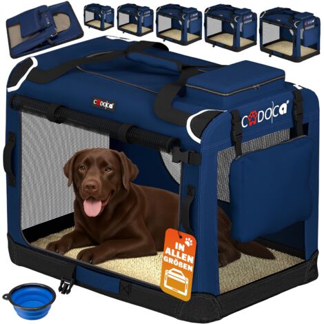 Cadoca Transportadora Para Mascotas S / M / L / XL / XXL / XXXL Transportín Plegable Perros Gatos Bolsa de Transporte Animales 2 Bolsillos Exteriores Incl. Alfombrilla Lavable XXL - Navy Blue (en)