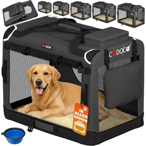 Cadoca Transportadora Para Mascotas S / M / L / XL / XXL / XXXL Transportín Plegable Perros Gatos Bolsa de Transporte Animales 2 Bolsillos Exteriores Incl. Alfombrilla Lavable XXXL - Anthracite (en)
