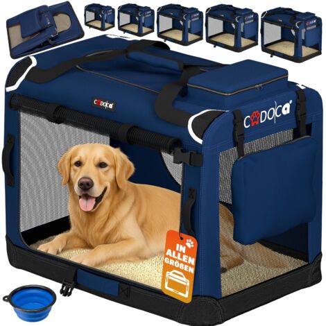 Cadoca Transportadora Para Mascotas S / M / L / XL / XXL / XXXL Transportín Plegable Perros Gatos Bolsa de Transporte Animales 2 Bolsillos Exteriores Incl. Alfombrilla Lavable XXXL - Navy Blue (en)
