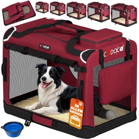 Cadoca Transportadora Para Mascotas S / M / L / XL / XXL / XXXL Transportín Plegable Perros Gatos Bolsa de Transporte Animales 2 Bolsillos Exteriores Incl. Alfombrilla Lavable XL - Dark Red (en)