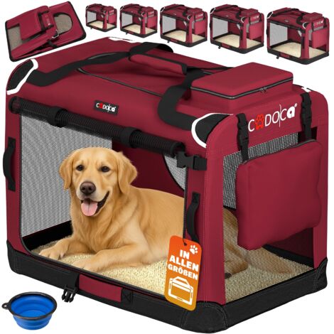 Cadoca Transportadora Para Mascotas S / M / L / XL / XXL / XXXL Transportín Plegable Perros Gatos Bolsa de Transporte Animales 2 Bolsillos Exteriores Incl. Alfombrilla Lavable XXXL - Dark Red (en)