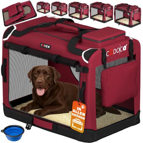 Cadoca Transportadora Para Mascotas S / M / L / XL / XXL / XXXL Transportín Plegable Perros Gatos Bolsa de Transporte Animales 2 Bolsillos Exteriores Incl. Alfombrilla Lavable XXL - Dark Red (en)