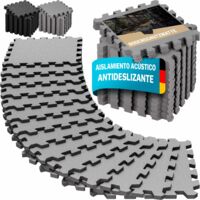 MONZANA® Esterilla Deporte Fitness 1,5m² 3m² Antideslizante Alfombra Puzzle Set de Protección Suelo Losas 18 36Pzs. Gris 18 Stück (de)