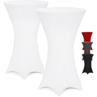 DETEX® 2x Fundas Elásticas para Mesas de Altas de Bar Ø 60-65 / 70-75 / 80-85 cm Colores a elegir Mantel Elástico Mesas de Bistró Cóctel Set de 2 Blanco, 80Ø (de)