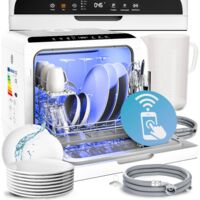 MONZANA® Lavavajillas de Encimera Con o Sin Instalación 6 Programas App Deposito 4,5L 3 Servicios 45cm Lavaplatos