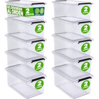 DEUBA® Caja Almacenaje Apilable Contenedor Transparente Orden Almacenamiento Organizador Libre de BPA Cesta Juguetes Libros Ropa Mantas Alimentos 10x 2L (de)
