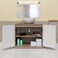 Mueble para lavabo apto para todos los lavabos color blanco marrón Modelo 1 - Marrón - Blanco