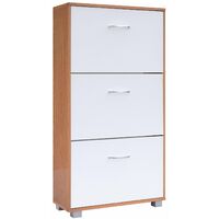 CASARIA® Zapatero Armario organizador de zapatos con 3 compartimentos amplio moderno - Color a elegir Haya - Blanco