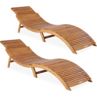 Casaria Set de 2 Tumbonas de madera de acacia con certificado FSC® plegables compactas para jardín