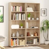 Deuba Estantería libreria biblioteca "Vela" color y tamaño a escoger mueble de almacenaje oficina casa con o sin puertas 5 estantes roble