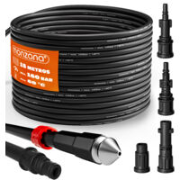 Deuba Manguera para Limpieza de Tuberías Desagües 15m 160Bar Mangueras de Alta Presión Hidrolimpiadoras 4 Adaptadores