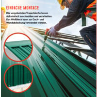 Deuba Set de 12 paneles para tejado chapas perfiladas Verde de 7m² 129x45cm para techo pared exterior