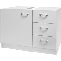 CASARIA® Mueble lavabo Neapel 3 Cajones 63x30x54cm Puerta blanca Mueble bajo de baño Lavabo