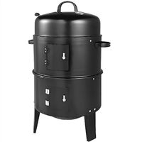 jardín Deuba 3en1 Barbacoa Ahumador Asador Negro al carbón vegetal con termómetro 75 x 40 cm perfecto para terraza