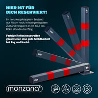 Monzana 2x Barrera de aparcamiento plegable con bandas reflectantes y 3 llaves abatible Poste de bloqueo