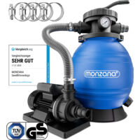 MONZANA® Depuradora Piscina 10.200 L/h Filtro de Arena hasta 35.000 L Bomba 400W Válvula 7 Funciones Filtrado Adaptador Ø32-38 mm Indicador de Presión
