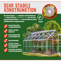 Deuba Invernadero de aluminio 7,22m² cobertizo de 11,73m³ 380x190cm huerto plantas flores verduras