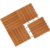 Deuba Set de 33 Baldosas de madera de Acacia 30x30cm 3m² Loseta para suelo de terraza balcón área de piscina