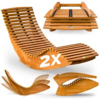 Casaria 2x Tumbonas Mecedoras Ergonómicas 154x60x78cm de Madera de Acacia con Cert. FSC cargan hasta 160 kg Hamaca Muebles para Relajarse Jardín Balcón Terraza