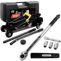 Deuba Gato hidráulico 2T Elevador de coches 6 Piezas con llave dinamométrica accesorios altura de elevación 135-330mm