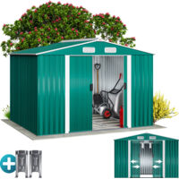 Gardebruk XXL Cobertizo de jardín 8,4 m³ Verde 257x205x177,5cm Caseta de Herramientas 5m² con Puerta corrediza y ventanas