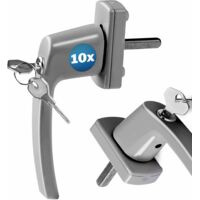 MONZANA® Manilla para Ventana con Cerradura y 2 Llaves Función de Bloqueo Protección Antirobo Seguridad 10x plata