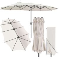 Kingsleeve Sombrilla Doble 460 x 270 cm Protección UV 80+ Grande XXL Funda Protectora Manivela Ovalada Impermeable Jardín Terraza Parasol Crema