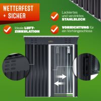 Gardebruk Cobertizo metálico Caseta de Jardin para Almacenamiento de Herramientas 181x162x86 Antracida Puerta corrediza 